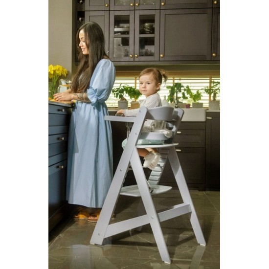 Medinė maitinimo kėdutė WOODY GREY 3 IN 1 