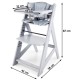 Medinė maitinimo kėdutė WOODY GREY 3 IN 1 