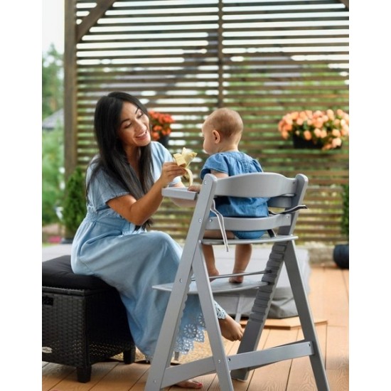 Medinė maitinimo kėdutė WOODY GREY 3 IN 1 