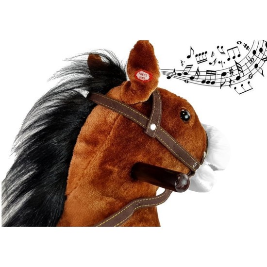 Muzikinis supamas arkliukas mažiesiems rudas 74 cm.