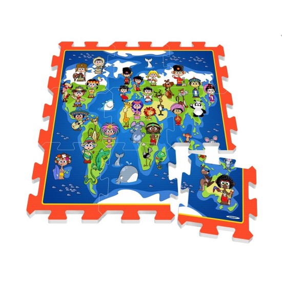 Minkštas Edukacinis Kilimėlis - Dėlionė (Puzzle) Žemėlapis 9 vnt.