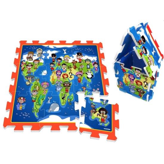Minkštas Edukacinis Kilimėlis - Dėlionė (Puzzle) Žemėlapis 9 vnt.