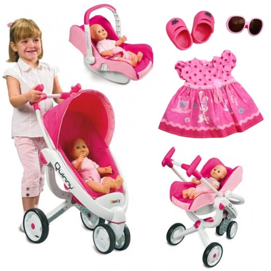 Lėlių vežimėlis su lopšiu Smoby Maxi - Cosi Quinny 5 in 1 Rose