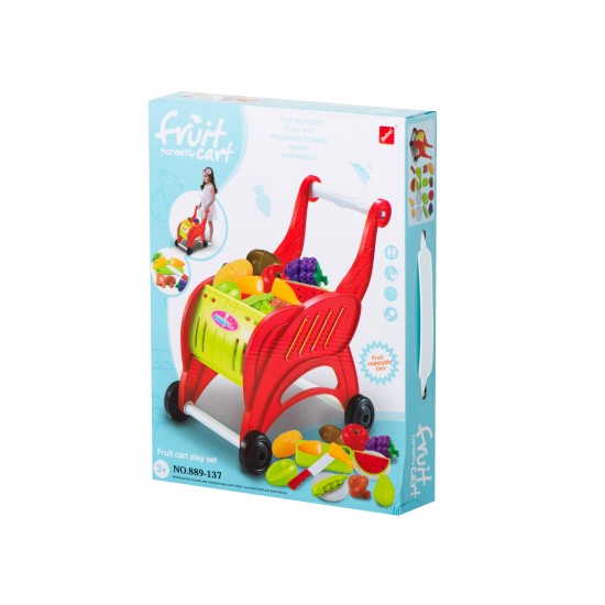 Žaislinis pirkinių vežimėlis su pirkiniais "Fruit"