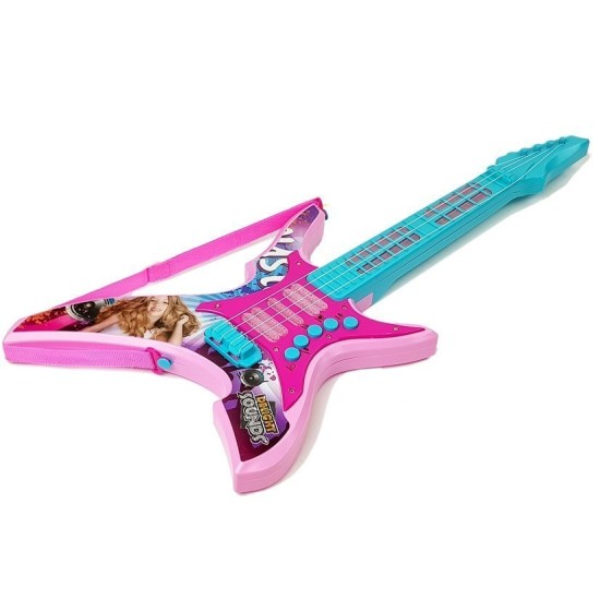 Žaislinė elektrinė gitara su šviesomis ir garsais, Rožinė 62cm.