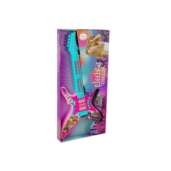 Žaislinė elektrinė gitara su šviesomis ir garsais, Rožinė 62cm.
