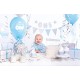 Švenčių dekoracijos mėlynos - sidabrinės spalvos, 1-ojo gimtadienio rinkinys
