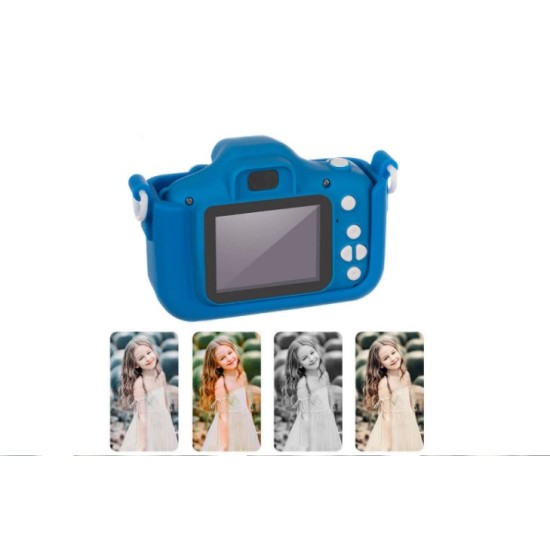 Skaitmeninis mėlynas fotoaparatas vaikams + 16GB atminties kortelė