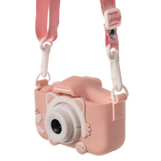 Skaitmeninis rožinis fotoaparatas vaikams + 16GB atminties kortelė