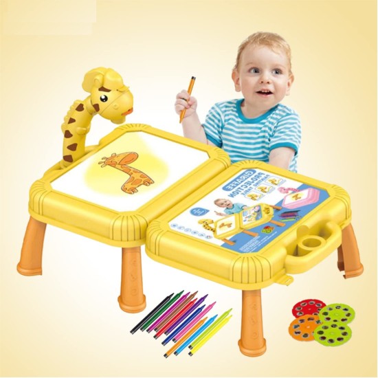 Lavinamasis žaislas piešimo projektorius Žirafa 3*1 su lagaminu