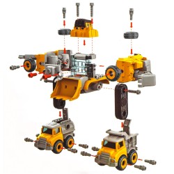 Robotas transformuojasi į statybinius automobilius 5 vnt.