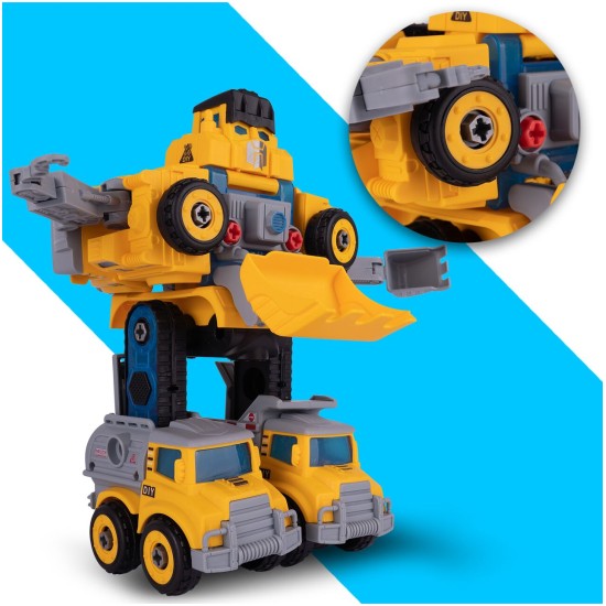 Robotas transformuojasi į statybinius automobilius 5 vnt.