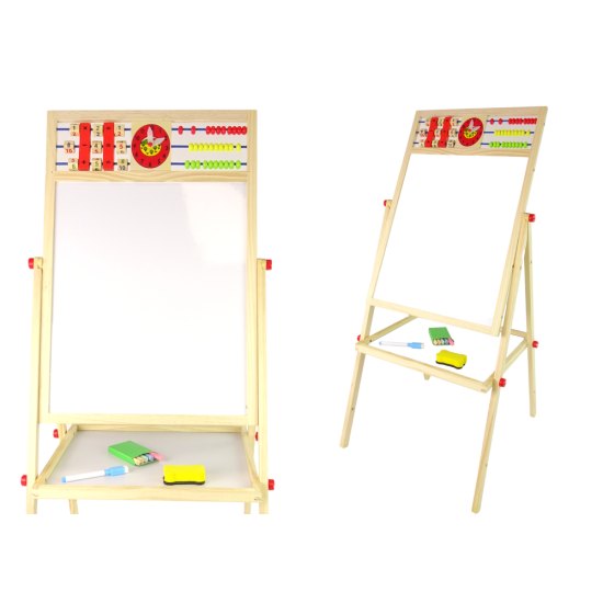 Didelė magnetinė dvipusė piešimo lenta su priedais 101 cm.