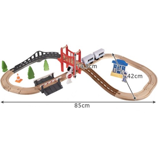 Medinė traukinių trasa su stotim 320 CM.