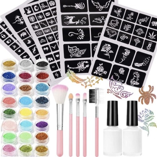 Tattoo rinkinys Glitter Tattoo Kit Fashion, 187 vnt.