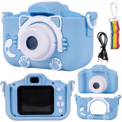 Skaitmeninis mėlynas fotoaparatas vaikams  “ Katinėlis”