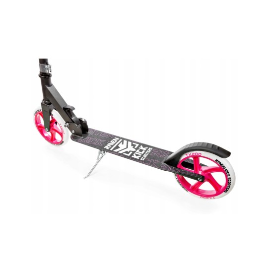 Aliuminis paspirtukas RAVEN STRAIGHT BLACK/PINK su dideliais 20 cm. ratais 