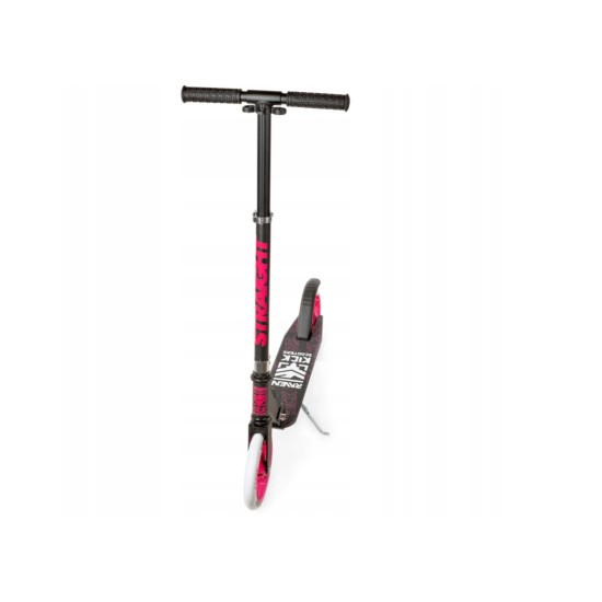 Aliuminis paspirtukas RAVEN STRAIGHT BLACK/PINK su dideliais 20 cm. ratais 