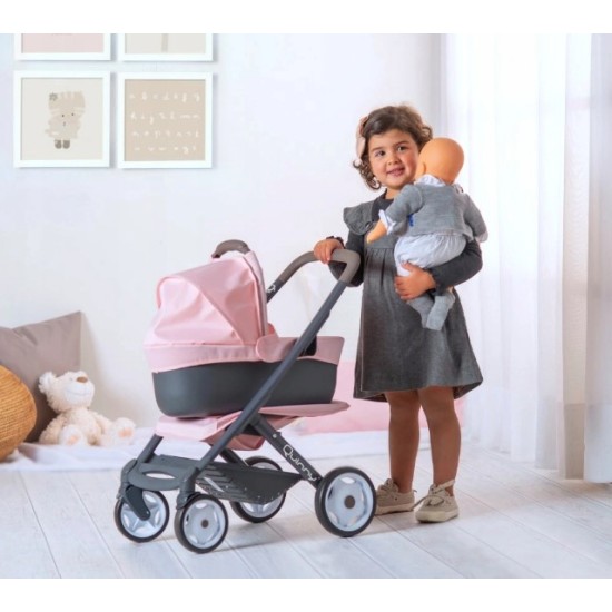 Lėlių vežimėlis su lopšiu Smoby Maxi - Cosi Quinny 3 in 1 Pink