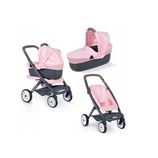 Lėlių vežimėlis su lopšiu Smoby Maxi - Cosi Quinny 3 in 1 Pink