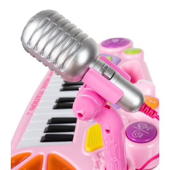 Vaikiškas pianinas - sintezatorius su mikrofonu ir kėdute - Rose