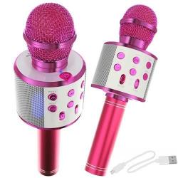 Nešiojamas karaoke bluetooth mikrofonas Ws 858 Rose