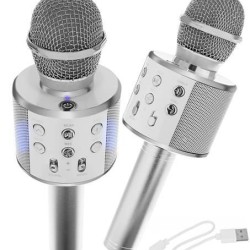 Nešiojamas karaoke bluetooth mikrofonas Ws 858 Silver