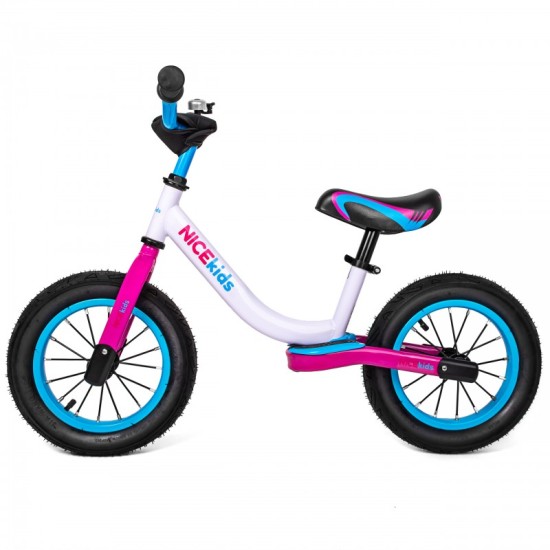 Balansinis dviratukas NICEkids su stabdžiais ir pripučiamais ratais rožinis