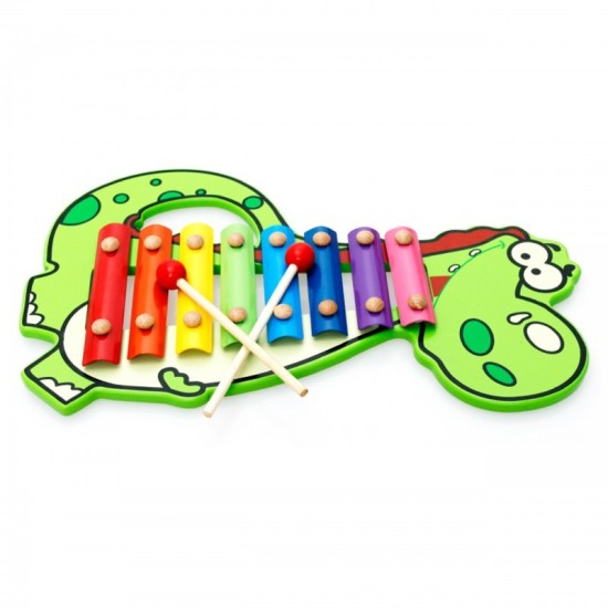 Vaikiškas metalofonas su lazdelėmis “Krokodilas” 