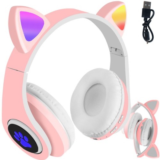 Belaidės „Bluetooth“ ausinės su LED ausimis Rose