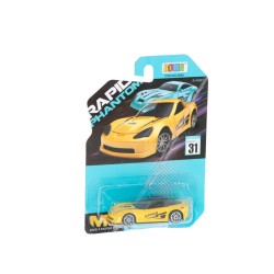 Metalinis lenktyninis automobilis geltonas 7 cm.