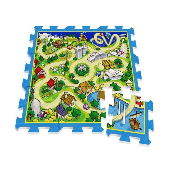 Minkštas Edukacinis Kilimėlis - Dėlionė (Puzzle) Miestas 9 vnt.