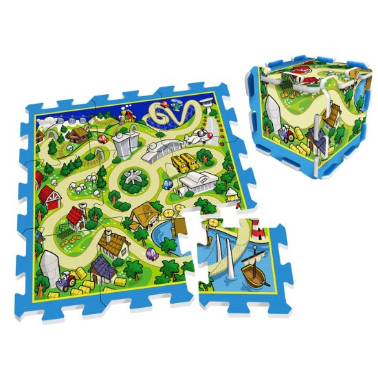 Minkštas Edukacinis Kilimėlis - Dėlionė (Puzzle) Miestas 9 vnt.