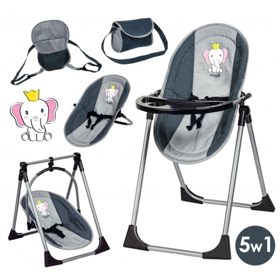 Maitinimo kėdutė lėlei WOOPIE Royal 5in1