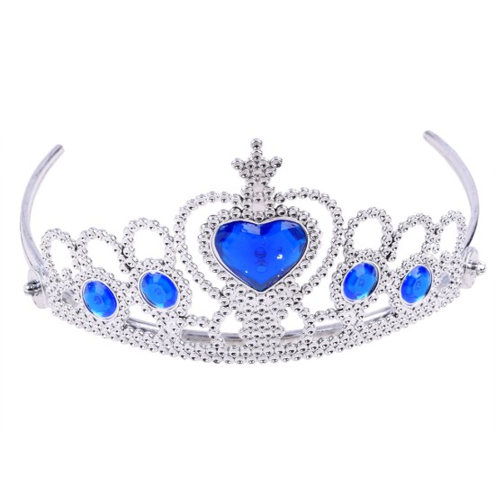 Princesės iš pasakos papuošalų rinkinys su karūna, mėlsva