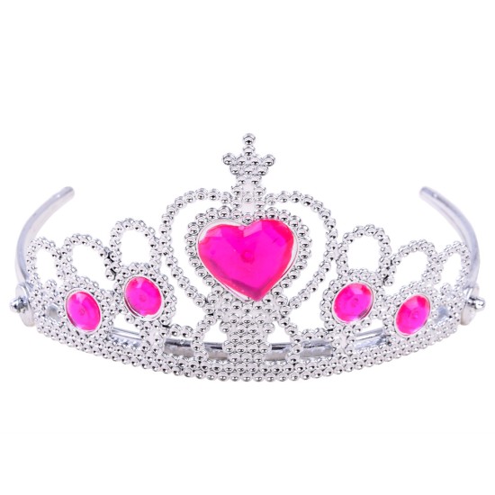 Princesės iš pasakos papuošalų rinkinys su karūna, Rožinė
