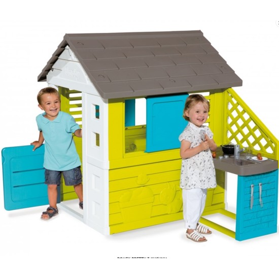 Vaikų žaidimų namelis su virtuvėle Smoby Pretty Playhouse + Summer Kitchen