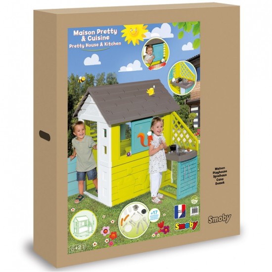 Vaikų žaidimų namelis su virtuvėle Smoby Pretty Playhouse + Summer Kitchen