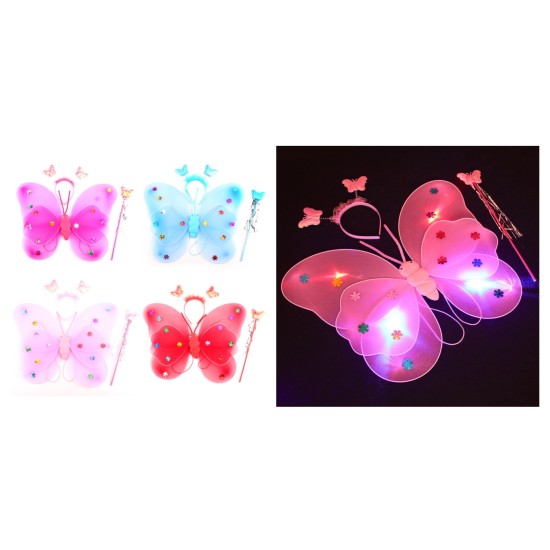 LED Drugelio sparnai „ Fairy wings “, 3 dalys