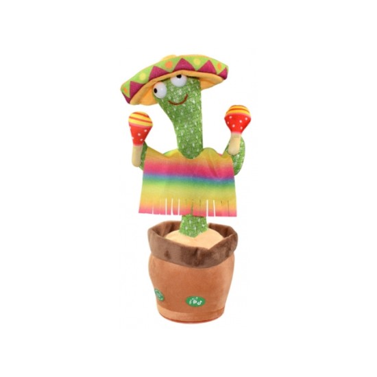 Minkštas šokantis, dainuojantis ir atkartojantis judesius kaktusas su rūbais