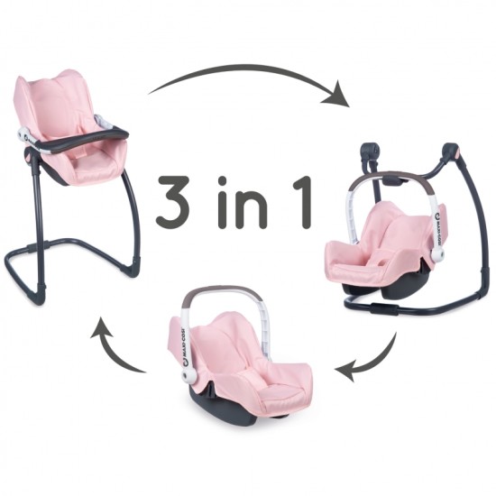 Maitinimo kėdutė lėlei SMOBY Maxi Cosi 3in1 Rose