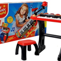 Vaikiškas pianinas - sintezatorius su mikrofonu ir kėdute - RedBlack