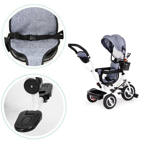 Vaikiškas triratukas Ecotoys GREY New 2
