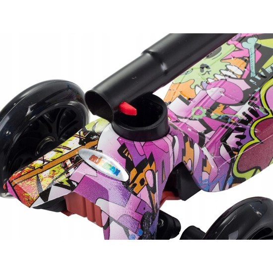 Triratis paspirtukas scooter su Led ratais Graffiti Rose