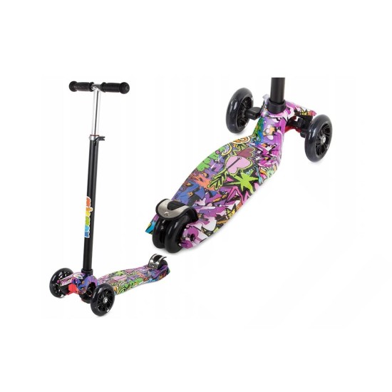 Triratis paspirtukas scooter su Led ratais Graffiti Rose