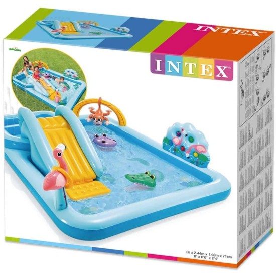 INTEX vandens žaidimų baseinas-pramogų zona "Joyful Jungle Playground" purškiančiu vandenį