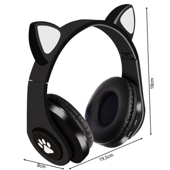 Belaidės „Bluetooth“ ausinės su LED ausimis