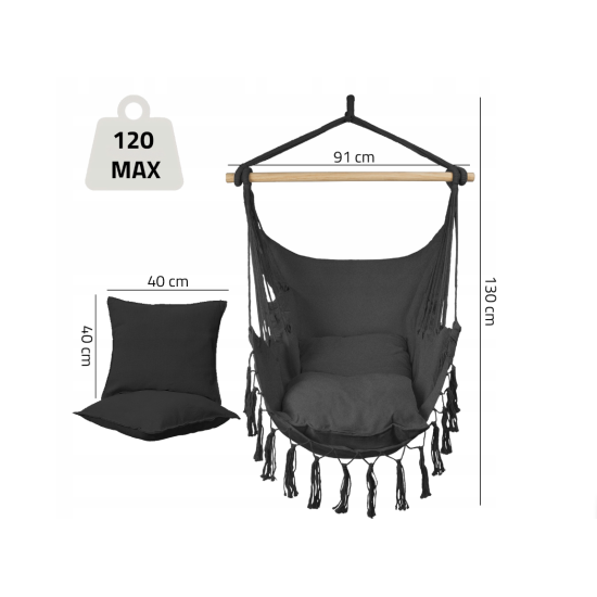 Braziliškas hamakas sūpynės sėdimas fotelis boho + 2 pagalvės