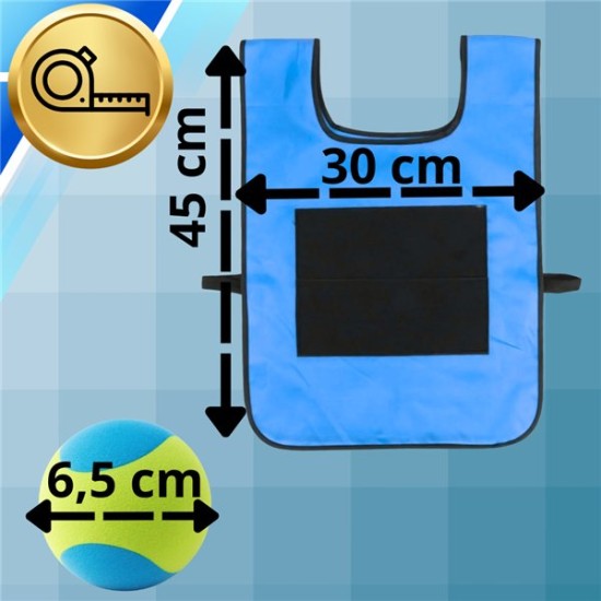 Vikrumo žaidimo rinkinys velcro liemenė su minkštais kamuoliukais, mėlyna