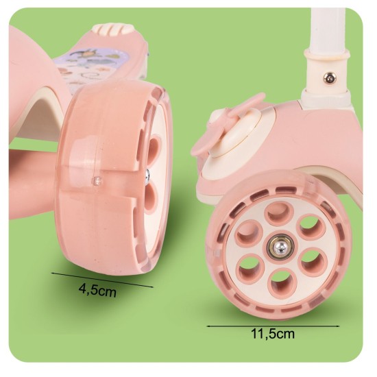 Triratis paspirtukas su sėdyne, 3in1, Rose